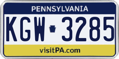 PA license plate KGW3285