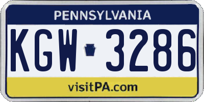 PA license plate KGW3286