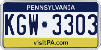PA license plate KGW3303