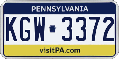 PA license plate KGW3372