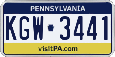 PA license plate KGW3441