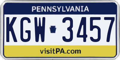 PA license plate KGW3457
