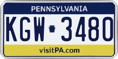 PA license plate KGW3480
