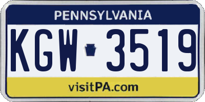 PA license plate KGW3519