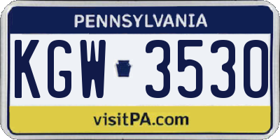 PA license plate KGW3530