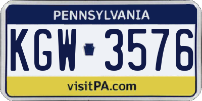 PA license plate KGW3576