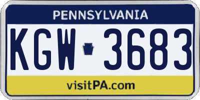 PA license plate KGW3683