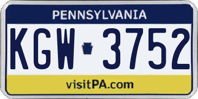 PA license plate KGW3752