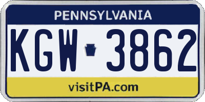 PA license plate KGW3862