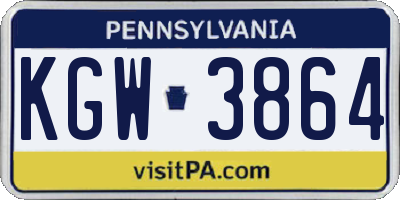 PA license plate KGW3864