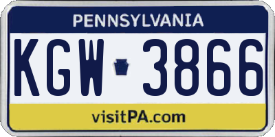 PA license plate KGW3866