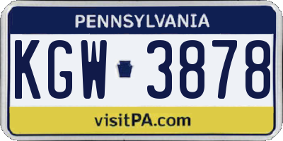 PA license plate KGW3878