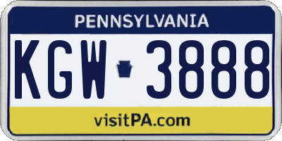 PA license plate KGW3888