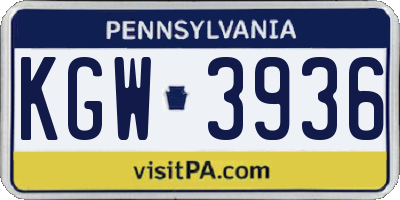 PA license plate KGW3936