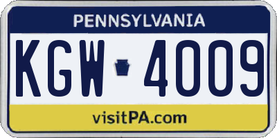 PA license plate KGW4009