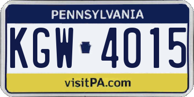 PA license plate KGW4015