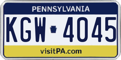 PA license plate KGW4045
