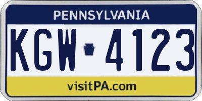 PA license plate KGW4123