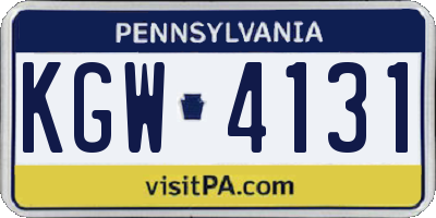 PA license plate KGW4131