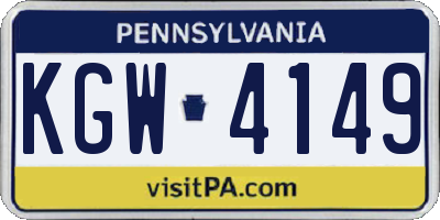 PA license plate KGW4149