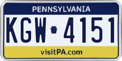 PA license plate KGW4151