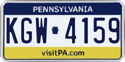 PA license plate KGW4159