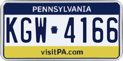 PA license plate KGW4166