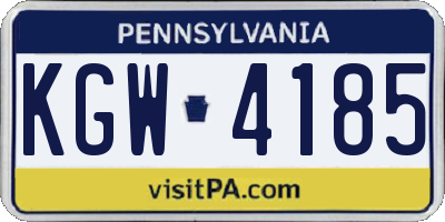 PA license plate KGW4185