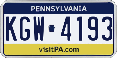 PA license plate KGW4193