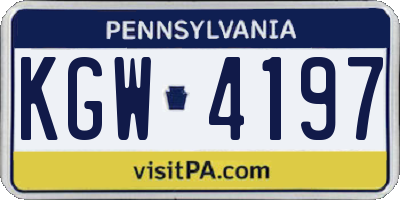 PA license plate KGW4197