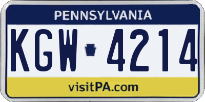 PA license plate KGW4214
