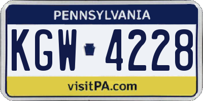PA license plate KGW4228