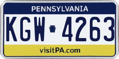 PA license plate KGW4263