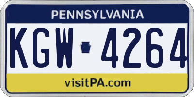 PA license plate KGW4264