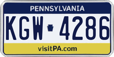 PA license plate KGW4286