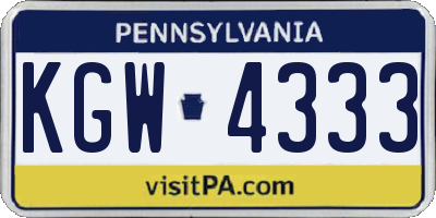 PA license plate KGW4333