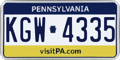 PA license plate KGW4335