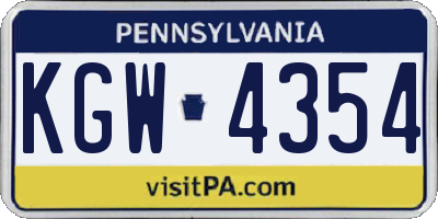 PA license plate KGW4354