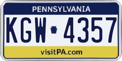 PA license plate KGW4357
