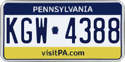 PA license plate KGW4388