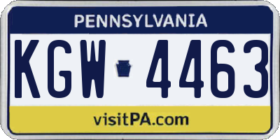 PA license plate KGW4463