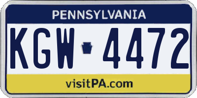 PA license plate KGW4472