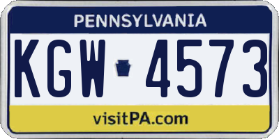 PA license plate KGW4573