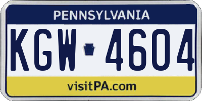 PA license plate KGW4604