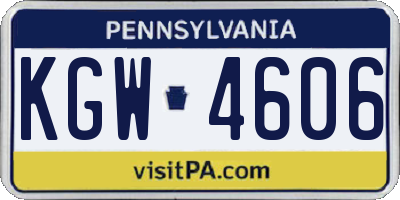 PA license plate KGW4606