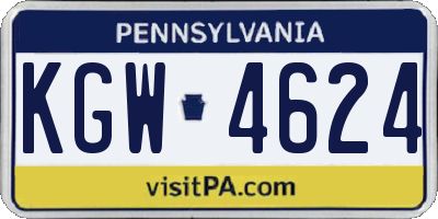 PA license plate KGW4624