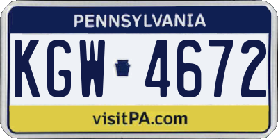 PA license plate KGW4672