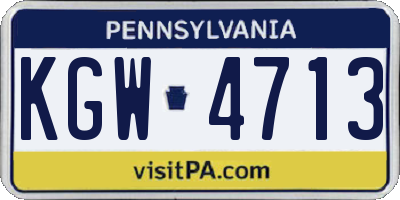 PA license plate KGW4713