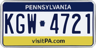 PA license plate KGW4721