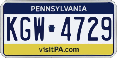 PA license plate KGW4729